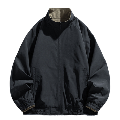 秋季日系休闲工装双面穿立领夹克