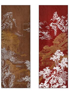 入户玄关新中式挂画风景浮雕肌理