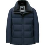 雪中飞鹅绒羽绒服男短款加厚冬季外套翻领中老年爸爸父亲款羽绒袄