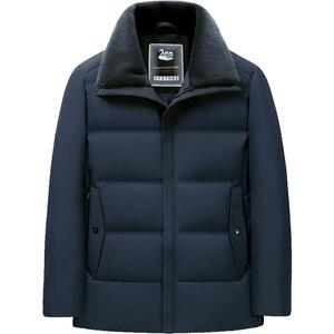 雪中飞鹅绒羽绒服男短款加厚冬季外套翻领中老年爸爸父亲款羽绒袄