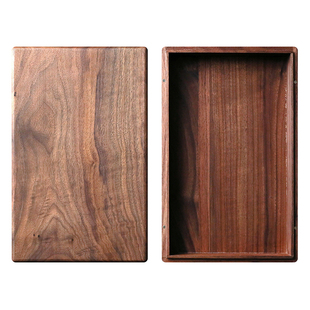 问心堂木制文房毛笔收纳盒实木专业款胡桃木盒首饰盒香樟木盒文房器印章文盘文玩收纳盒文房四宝收纳