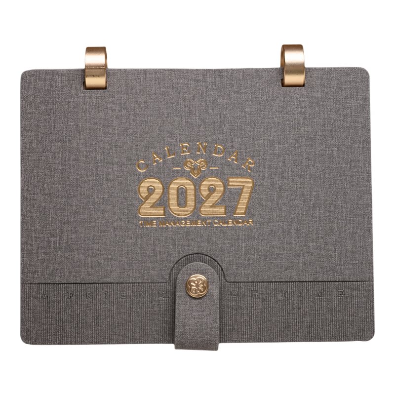 2027年台历记事皮质高档商务办公书本式月历打卡日历企业定制logo