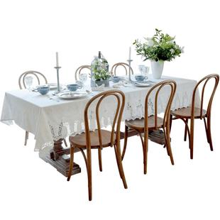 MISS PEONY白色棉麻防水防油桌布法式镂空蕾丝轻奢北欧美式餐桌垫