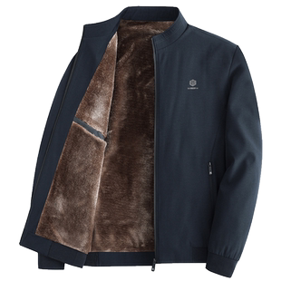 爸爸装外套秋冬季加绒加厚上衣2026新款中年春装夹克男士立领棉服