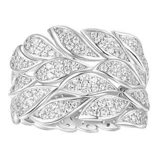 【情人节礼物】APM Monaco银色镶晶钻垂坠树叶戒指新款对戒送女友