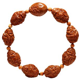 橄榄核手串1.3小籽八宝财神核雕手工雕刻八方来财文玩手链男女士