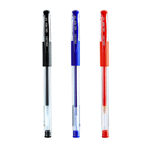 得力中性笔0.5MM子弹头经典黑色红色蓝色拔帽中性笔常规水性笔碳素黑笔办公专用盖帽签字笔学生文具用品批发