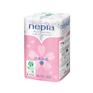 Nepia妮飘樱花之美原生木浆冲水即溶厕纸卷纸无香手家庭装