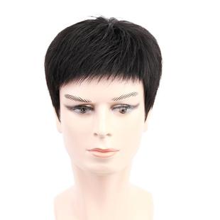 假发男短发全真发轻薄中老年男士光头寸头真发秃顶逼真自然假发套