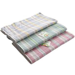 纯棉纱布毛巾日式全棉素色格子简约家用柔软吸水成人情侣洗脸面巾