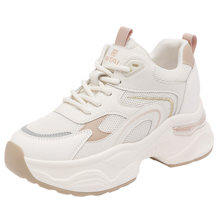 日泰厚底老爹鞋女春季新款百搭透气网面鞋女小个子增高运动休闲鞋