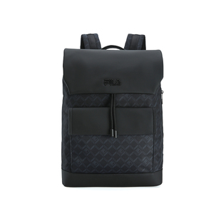 黑武士|FILA 斐乐官方男士背包通勤时尚休闲双肩包书包翻盖双肩包