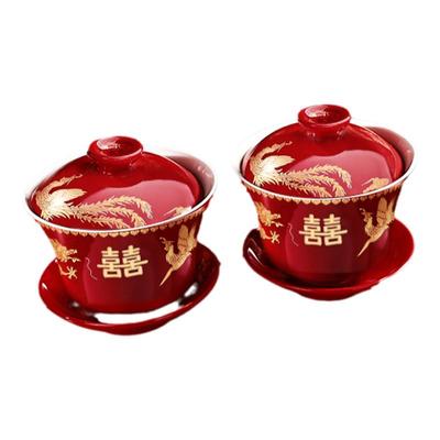 订婚结婚进茶杯喜碗红色