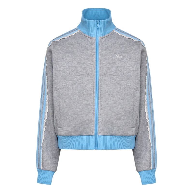 adidas阿迪达斯三叶草女子蕾丝花边休闲运动夹克外套针织LF2335