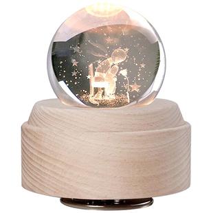 小王子发光水晶球音乐盒鸟之诗八音盒生日送男女生女友情人节礼物