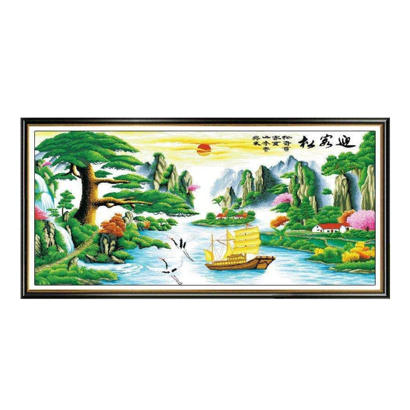 分好线迎客松财运大版十字绣2026新款线绣刺绣适合客厅手工现代风