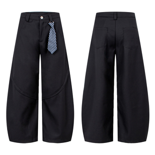 ATboa【可拆卸领带】TR混纺弯刀西裤解构廓形复古直筒裤阔腿长裤