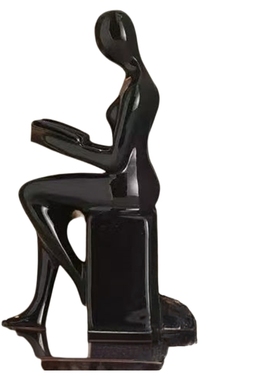 现代陶瓷人物书档书靠摆件