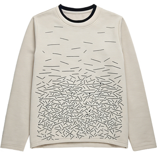 无谓韩式文艺2025春新款女装宽松显瘦撞色内搭圆领印花加绒卫衣女