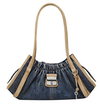 【折扣】MARC JACOBS/莫杰 CRISTINA 中号皮质织物褶皱肩背包