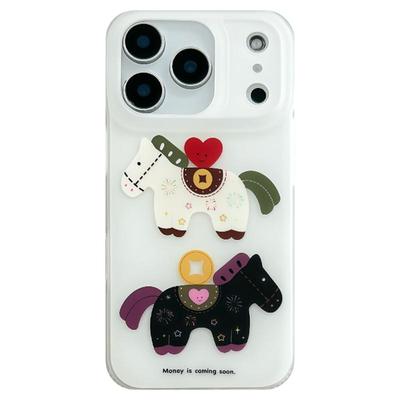 可爱简约爱心小马插画苹果手机壳