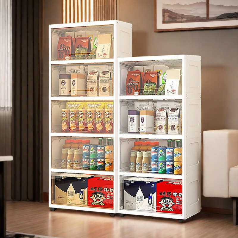 大容量高透翻盖收纳柜子置物柜家用客厅多层零食储物柜卧室五斗柜