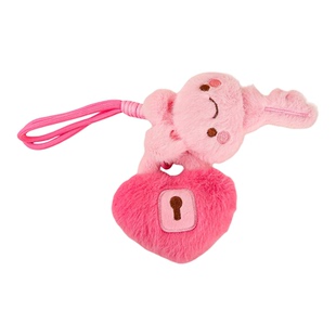 创意毛绒同心锁钥匙扣可爱卡通小兔公仔钥匙链情侣包包挂件小礼品