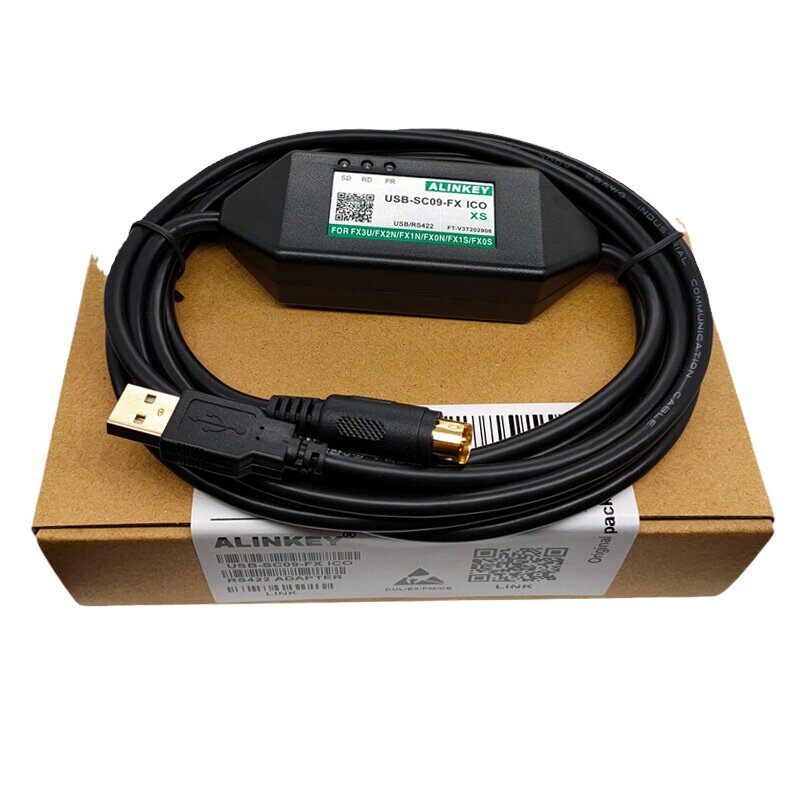 适用于三菱PLC数据线FX3U通讯下载FX2N/3GA编程电缆USB-SC09-FX