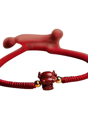 晶战官方旗舰店朱砂小牛手链女砂男士手串红绳手绳民族风生肖蛇年