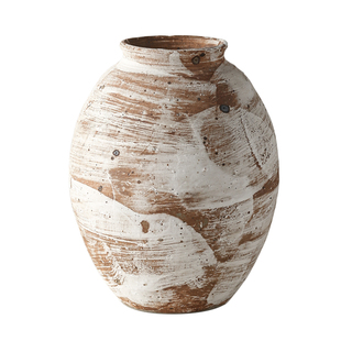 九土复古陶罐粗陶花瓶中式禅意侘寂摆件插花陶艺装饰品侘寂风陶瓷