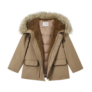 SOMESOWE羽绒服女时尚百搭连帽工装派克上衣2025冬季新款官方授权