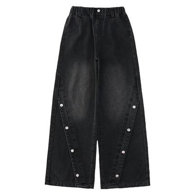 女童裤子秋冬加绒中大童牛仔裤