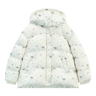 ask儿童羽绒服2025秋冬新款女童复古格纹保暖羽绒外套