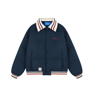 lemanism【FAFADOG联名】潮牌撞色情侣翻领90白鸭绒羽绒服秋冬季