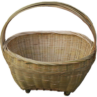 手工编织竹篮子装水果蔬菜圆形手提菜篮竹筐鸡蛋竹编篮家用竹圆筐