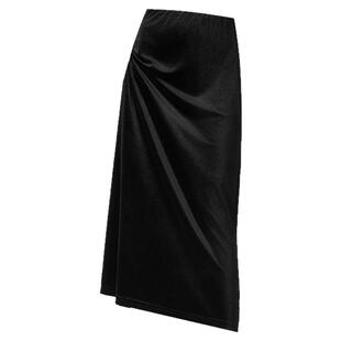 高级气质金丝绒直筒半身裙女秋冬2025新款侧开叉中长款a字包臀裙