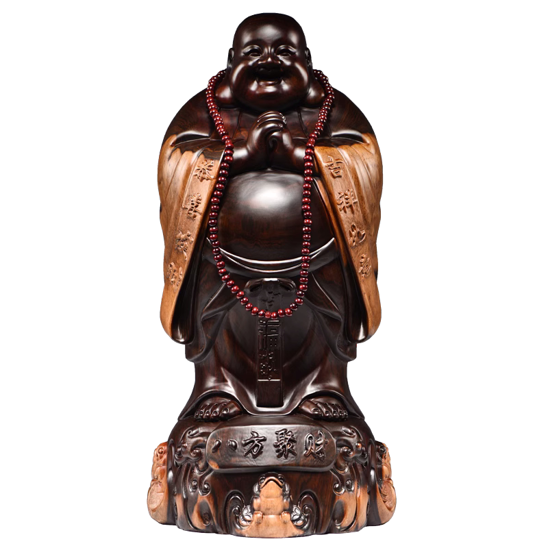 根雕大号笑佛像红木家居玄关摆件