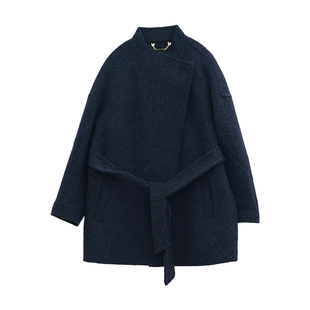 【直播时间15:30--17:00】时尚气质羊驼绒收腰大衣女中长款外套