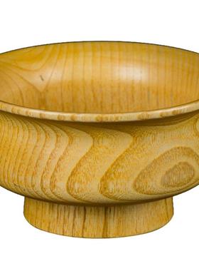 藏村中式木碗天然桃木酥油茶糌粑碗装饰饭碗供碗居家桌面摆件