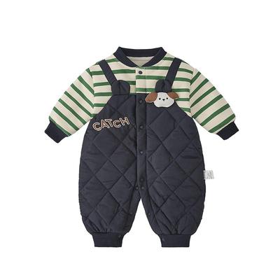 jellybaby新生儿秋冬夹棉爬服