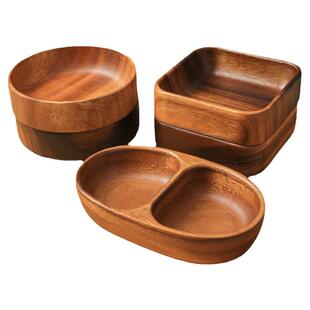 木质分格果盘小号木碗干果零食盘茶点盘沙拉碗相思木儿童餐盘摆盘