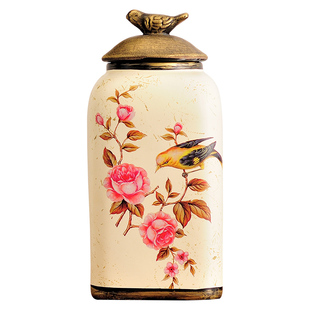 新中式创意手工陶瓷家居客厅饰品摆件装饰收纳玄关储物罐装设摆设