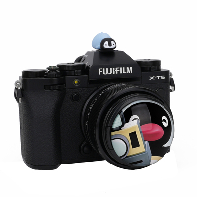 可爱趴小企鹅卡通镜头盖富士尼康