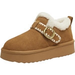 天美意厚底增高复古勃肯鞋女加绒雪地靴毛毛鞋2025冬新款BM151DM5