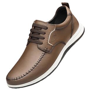 ZRO零度男鞋官方旗舰休闲皮鞋男士真皮时尚英伦风轻便软底休闲鞋