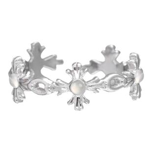 小众设计925纯银十字架戒指细白玛瑙食指戒不掉色高级冷淡风指环