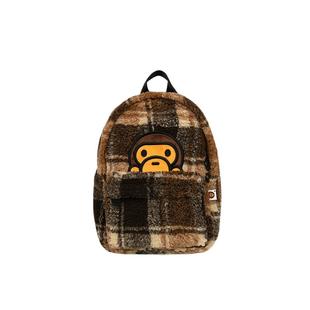 BABY MILO STORE配饰卡通小猴毛绒格纹双肩包4393XXP