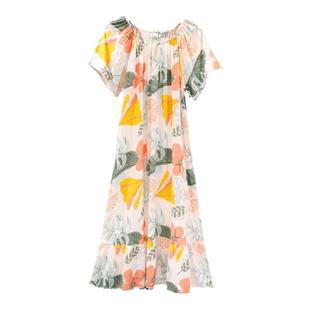 短袖棉绸睡裙女夏薄款性感人造棉甜美长裙宽松大码绵绸睡衣家居服