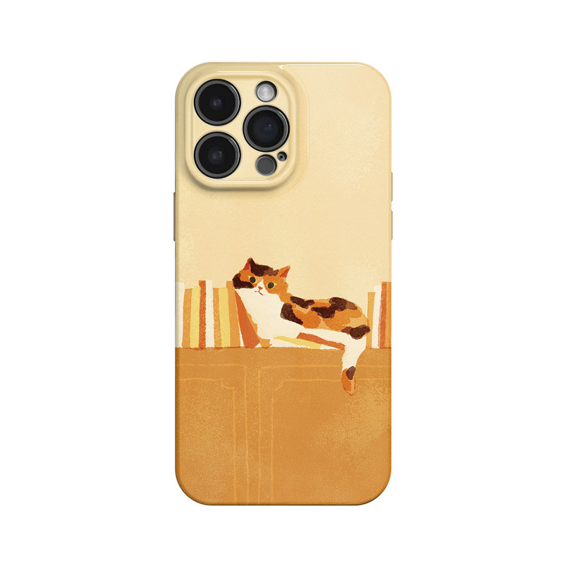 书桌小猫~简约油画艺术ins适用苹果17promax手机壳iPhone16华为mate70小米15vivoS19小众iqooneo12oppofindx8