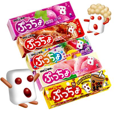 日本进口悠哈普超果汁条糖软糖50g*7味水果可乐葡萄哈密瓜桃子味